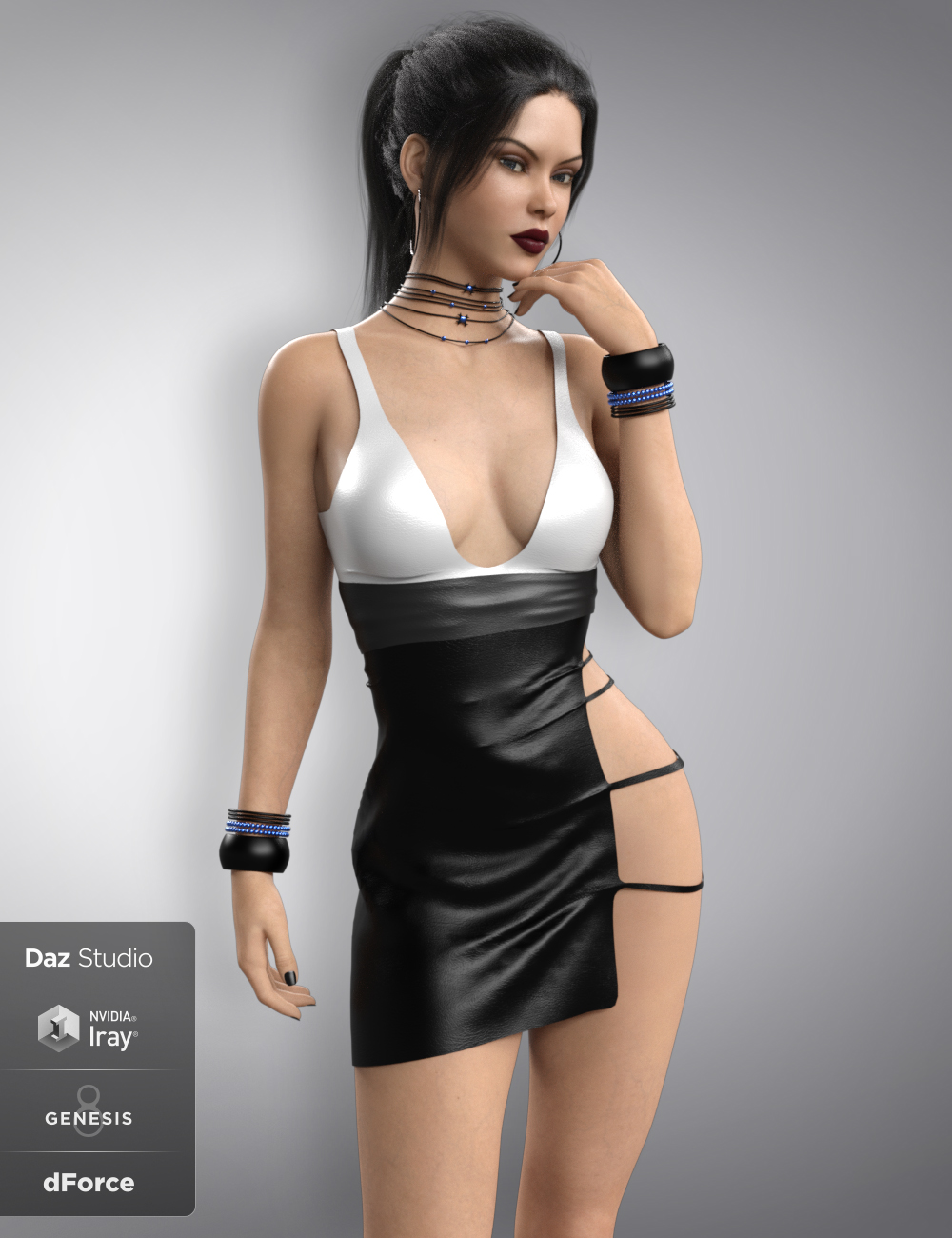 dForce Sassy Girl Outfit for Genesis 8 Female(s) by: B-Rock, 3D Models by Daz 3D