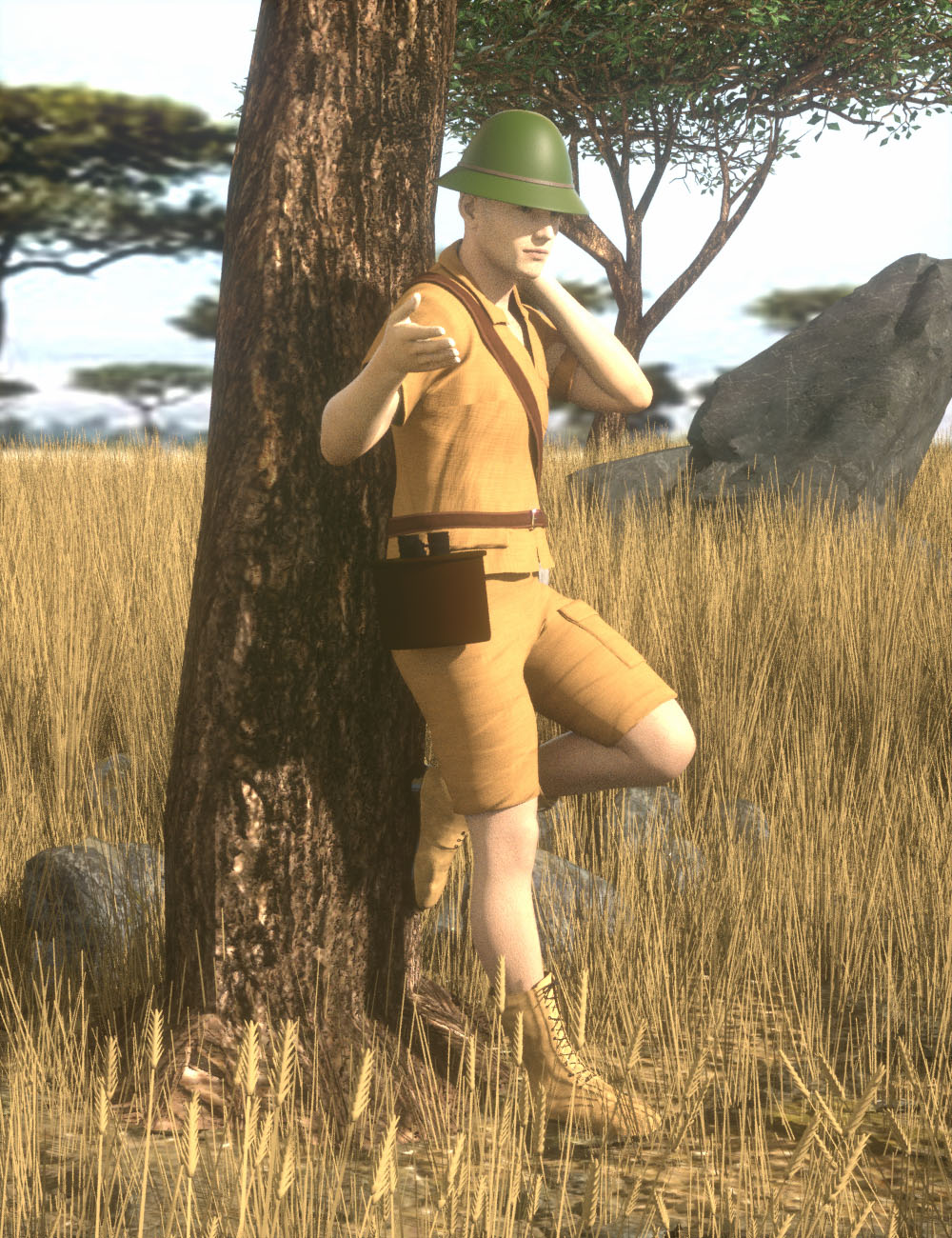 African Safari Outfit for Genesis 8 Male(s) by: AcharyaPolina, 3D Models by Daz 3D