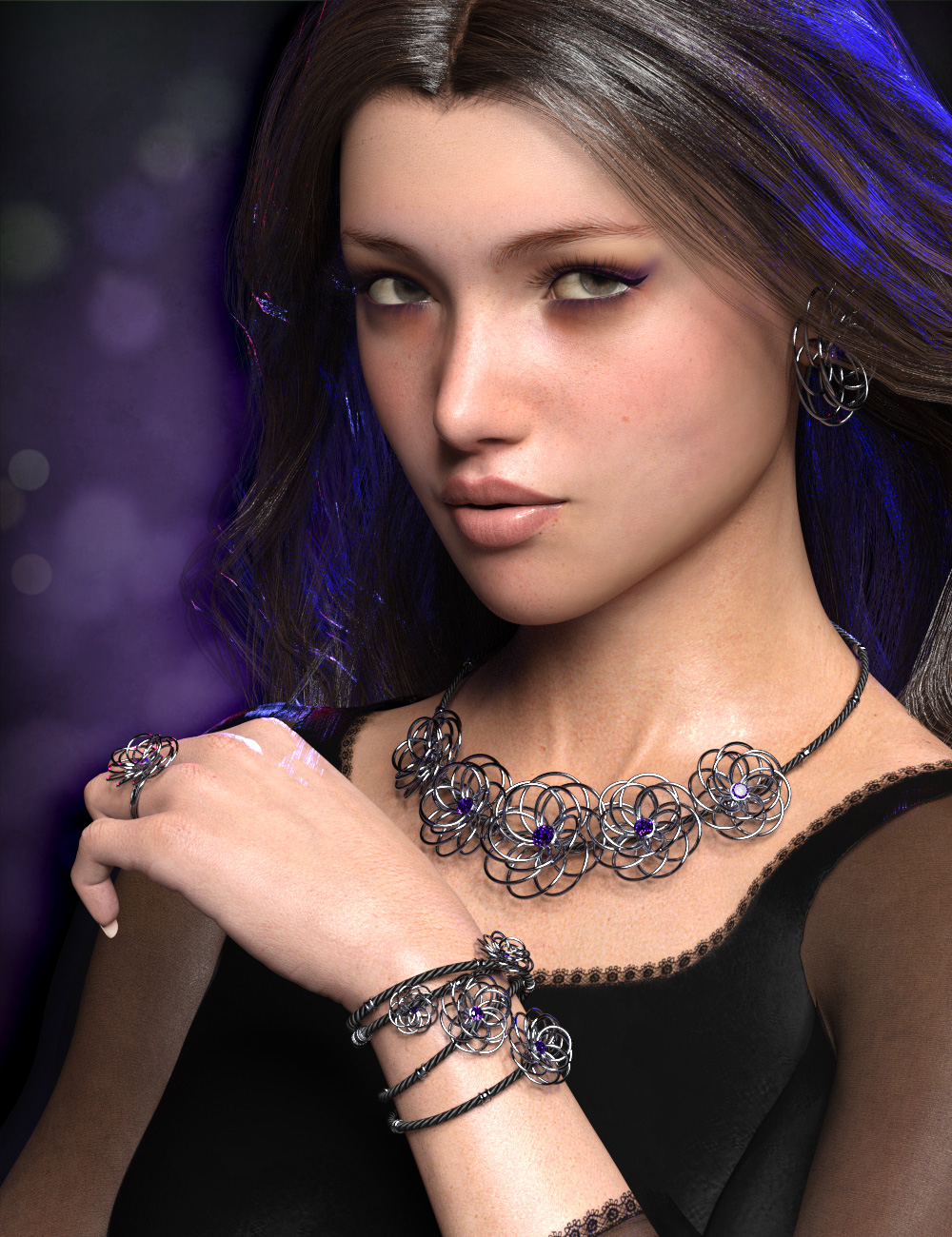 Precious Flower Jewelry for Genesis 8 Female(s) by: esha, 3D Models by Daz 3D