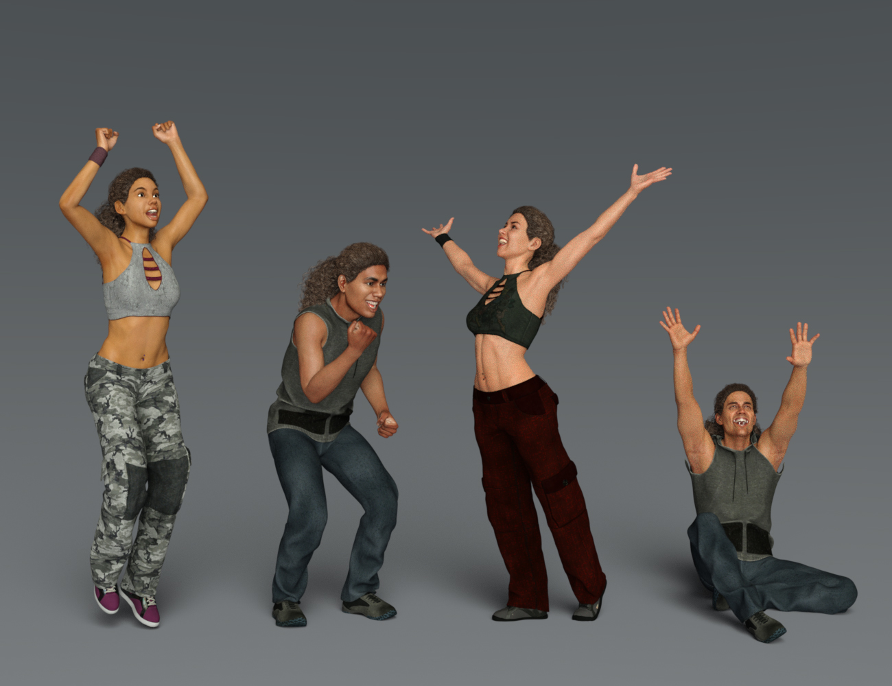 IGD Motion Series: Celebrate Poses for Genesis 3 and 8 by: Islandgirl, 3D Models by Daz 3D