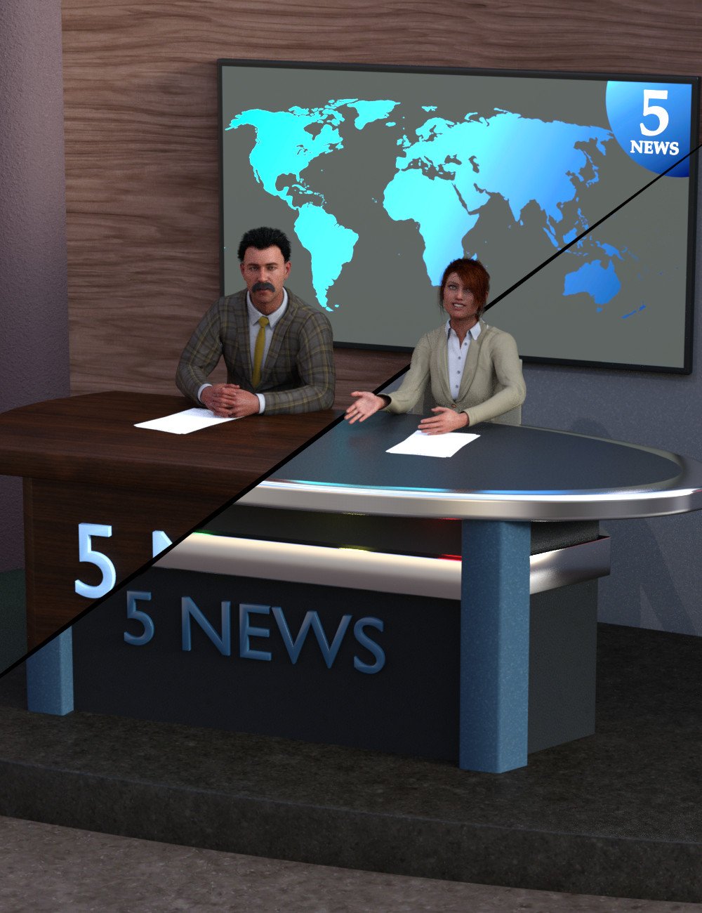 TV News Vignette by: Silent Winter, 3D Models by Daz 3D