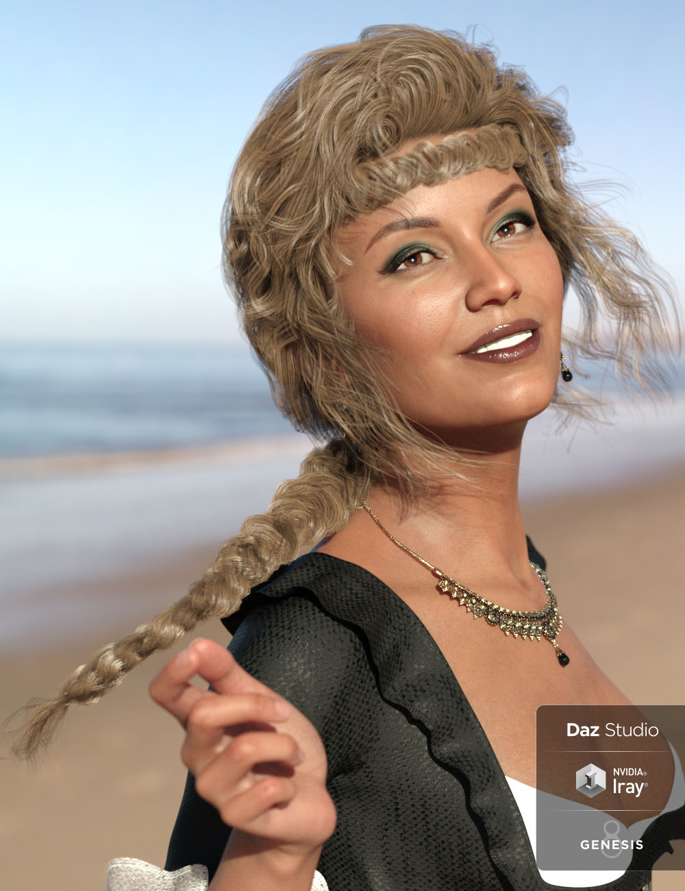 Wild Waves Hair for Genesis 8 Female(s) by: 3DCelebrity, 3D Models by Daz 3D
