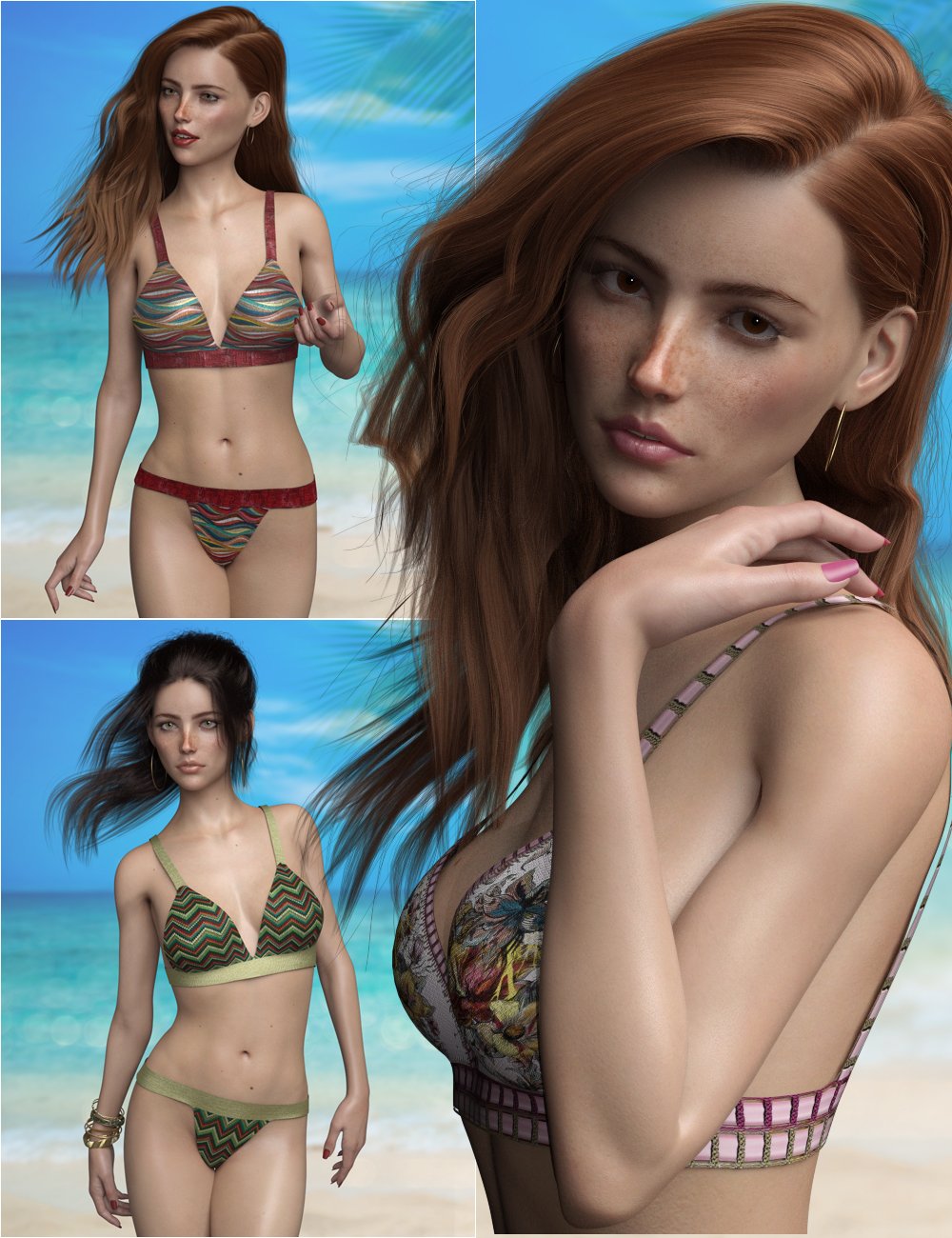 P3D Portia and Her Bikini Outfit Bundle by: P3Design, 3D Models by Daz 3D