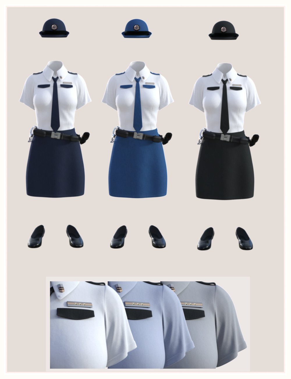 dForce Police Uniform for Genesis 8 Female(s) by: tentman, 3D Models by Daz 3D