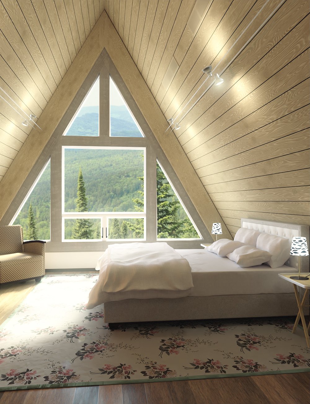 Modern Attic Bedroom by: kubramatic, 3D Models by Daz 3D