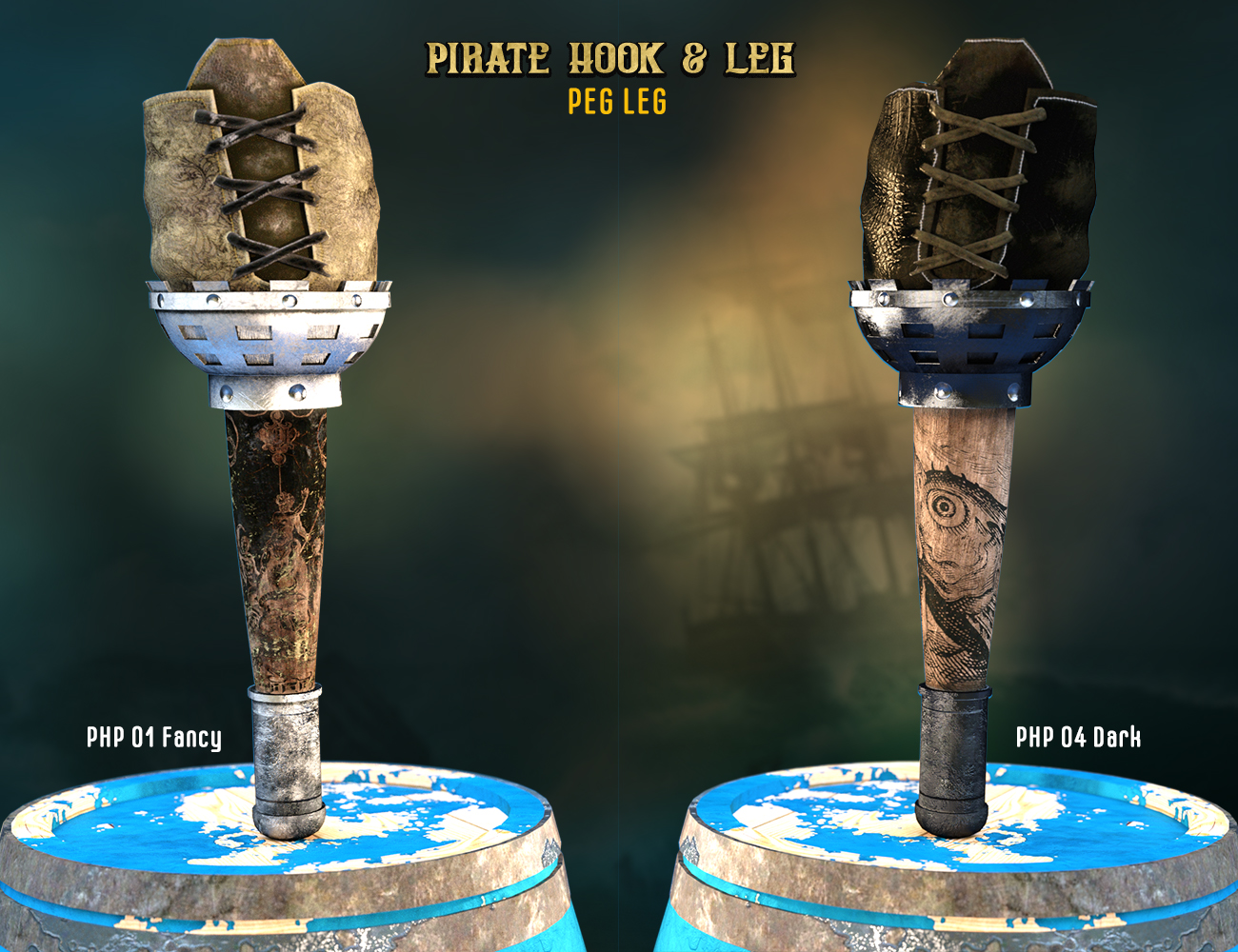 Pirate Hook and Leg for Genesis 8 Male(s) by: EsidFenixPhoenix, 3D Models by Daz 3D