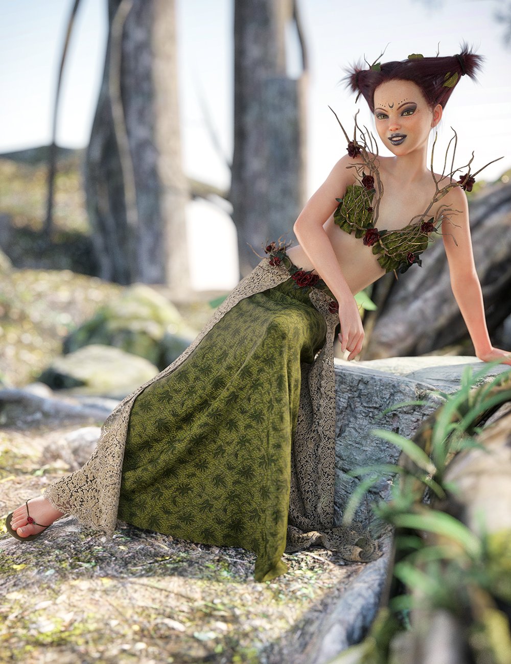 dForce Eternal Bloom Outfit for Genesis 8 Female(s) by: Anna BenjaminBarbara Brundon, 3D Models by Daz 3D