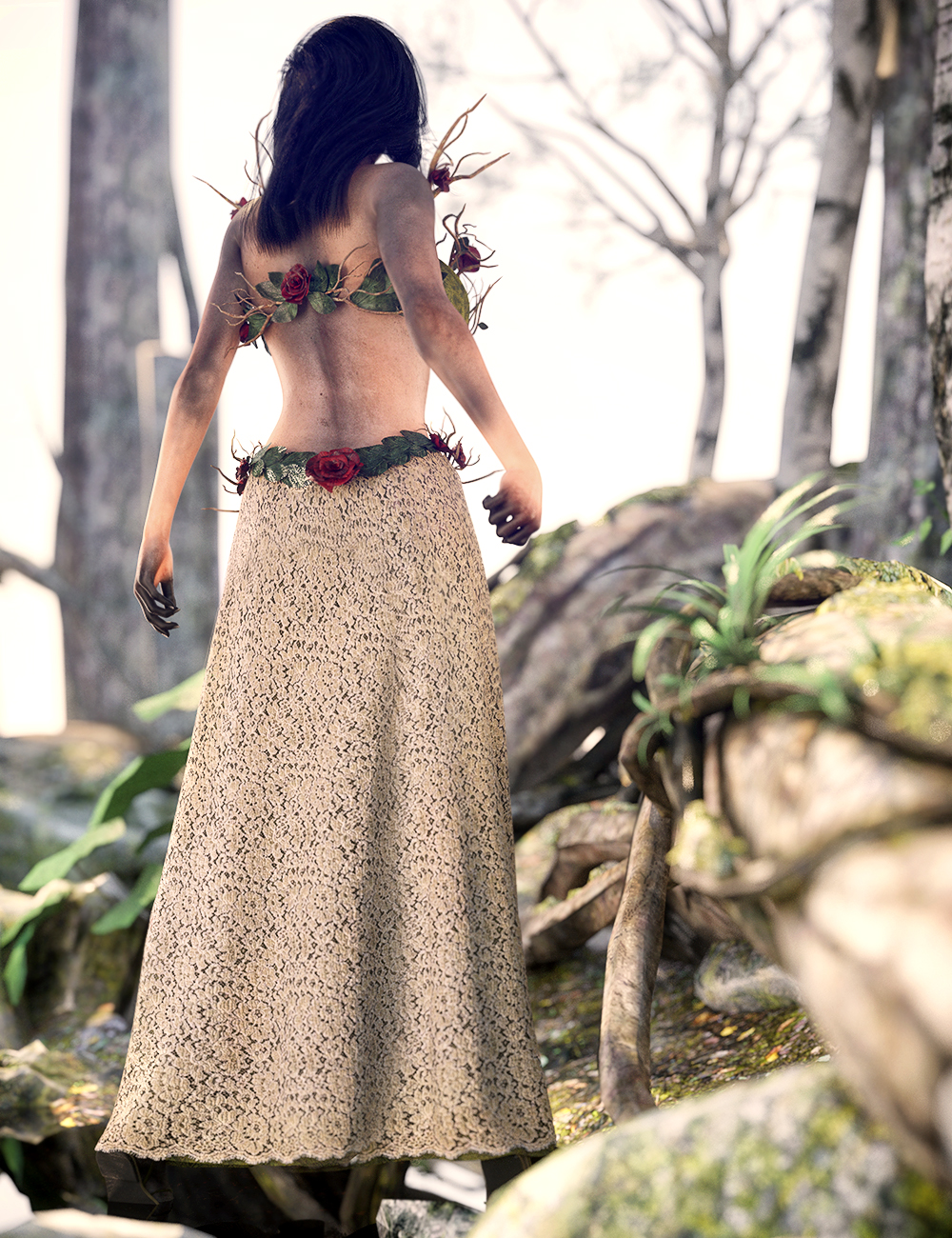 dForce Eternal Bloom Outfit for Genesis 8 Female(s) by: Anna BenjaminBarbara Brundon, 3D Models by Daz 3D