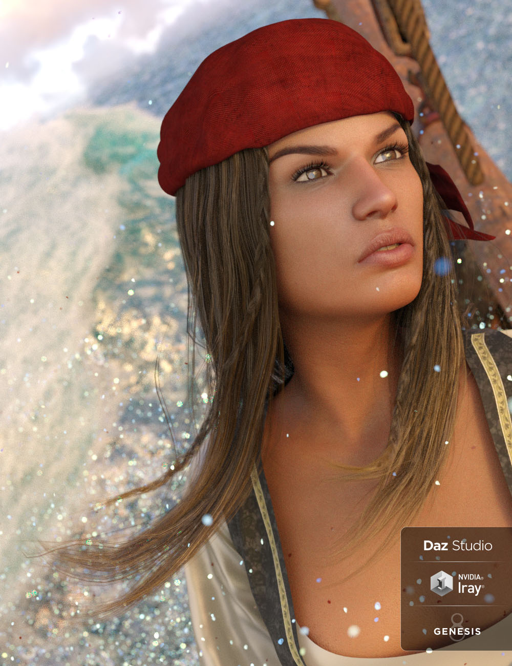 High Seas Hair for Genesis 8 Female(s) by: 3DCelebrity, 3D Models by Daz 3D