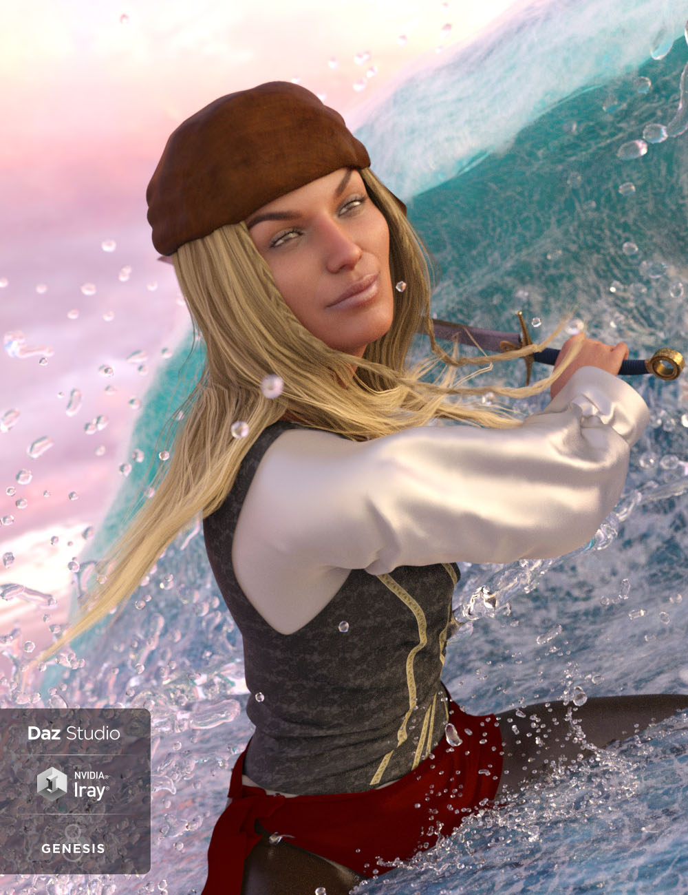 High Seas Hair for Genesis 8 Female(s) by: 3DCelebrity, 3D Models by Daz 3D