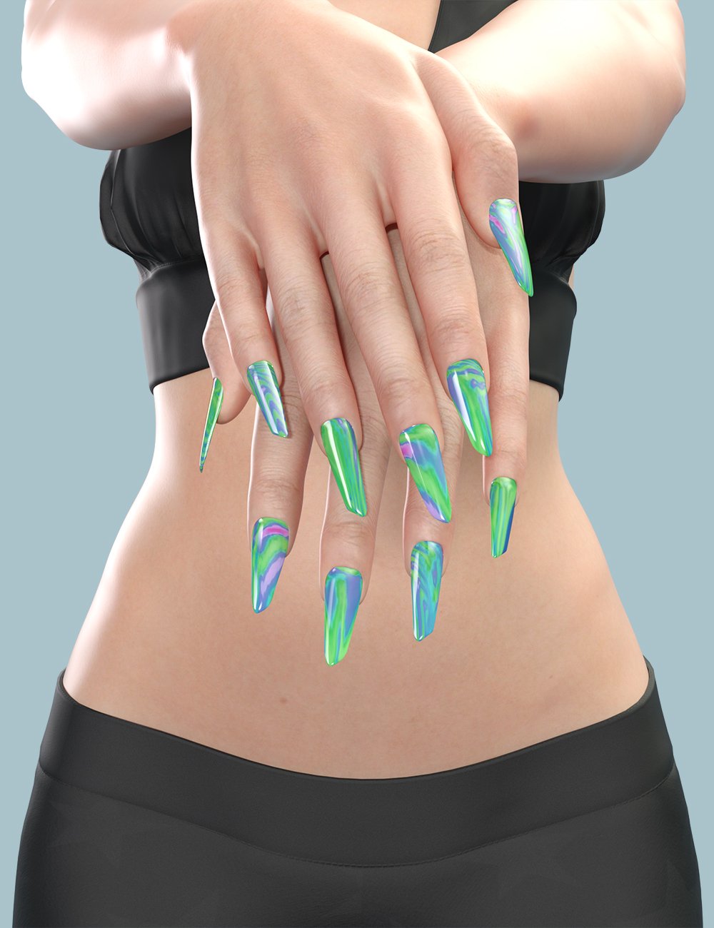 Mst Genesis 8 Females Mega Nails MR by: Mstene, 3D Models by Daz 3D