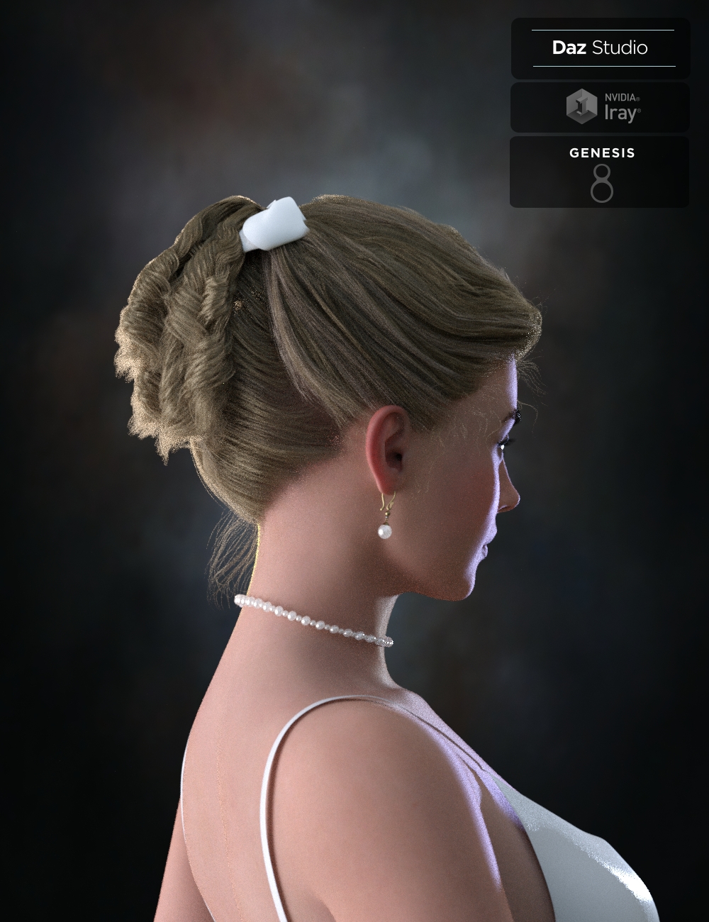 Kelya Curls Updo Hair for Genesis 8 Female(s) by: Neftis3D, 3D Models by Daz 3D