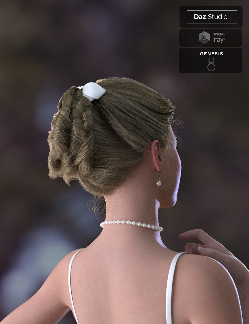 Kelya Curls Updo Hair for Genesis 8 Female(s) by: Neftis3D, 3D Models by Daz 3D