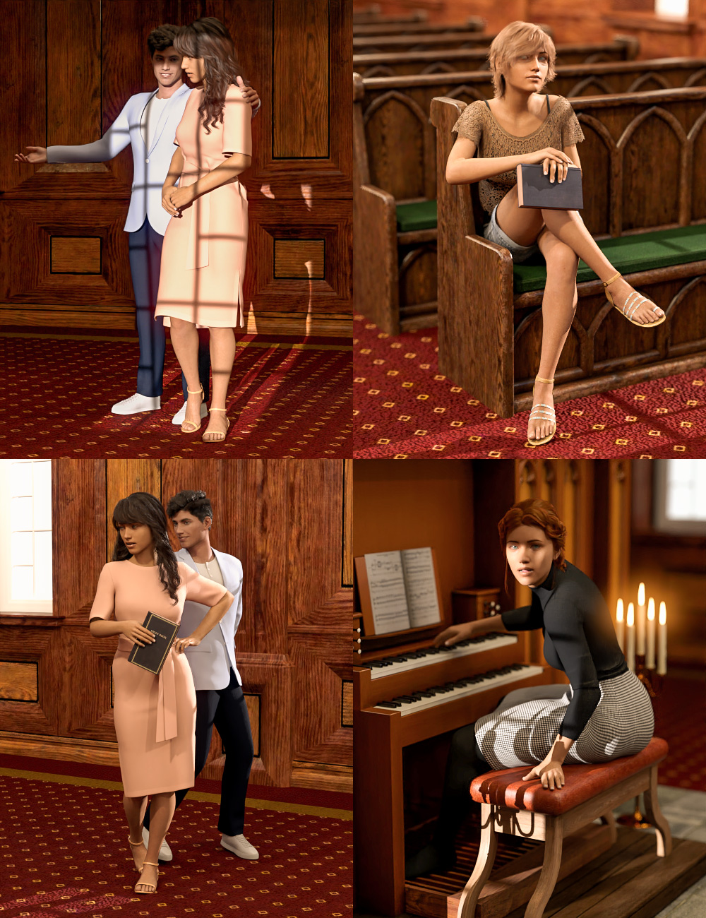Pipe Organ Poses for Genesis 8 Male and Female by: Predatron, 3D Models by Daz 3D