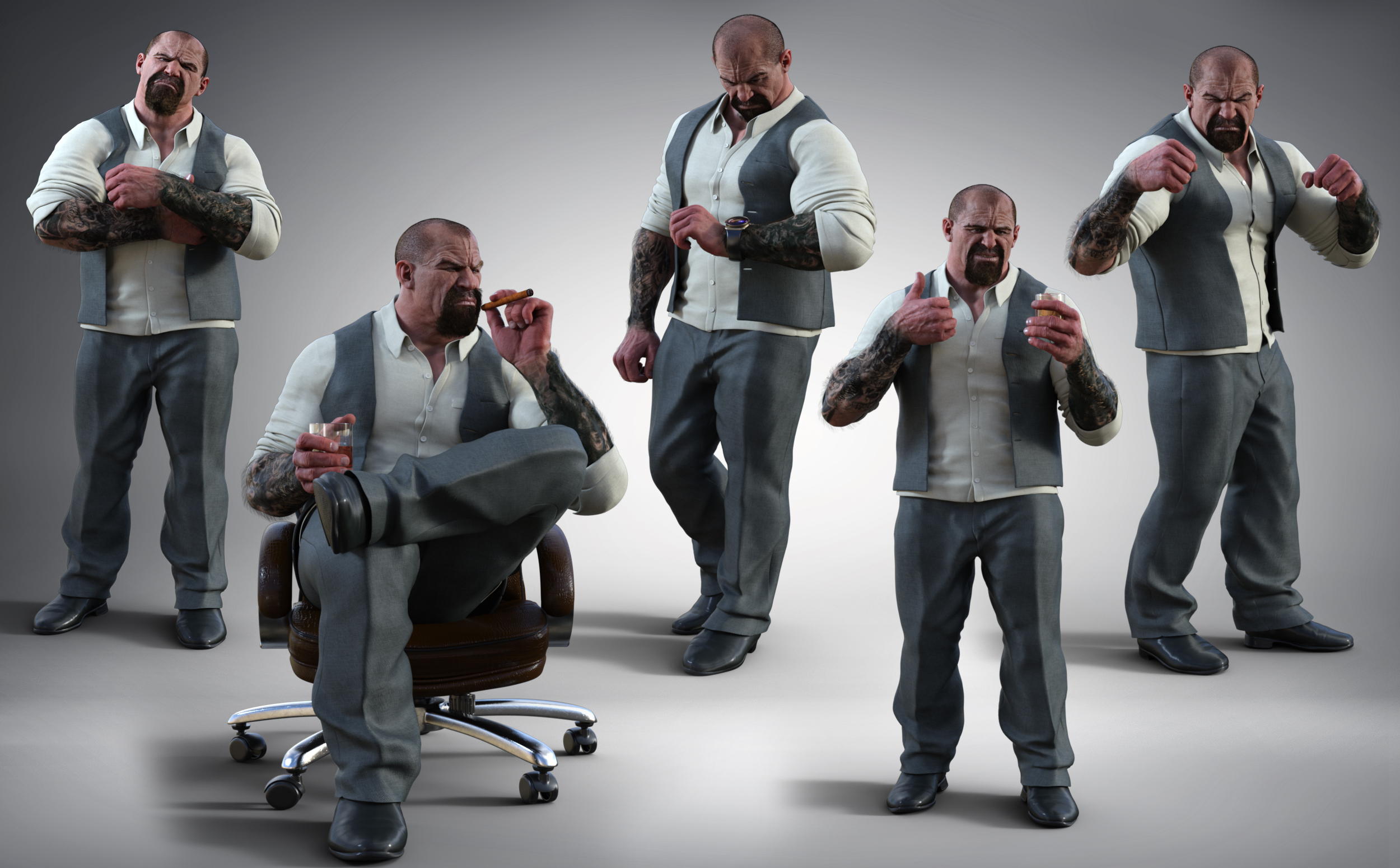 Z Man of Power Poses and Expressions for Underbelly by: Zeddicuss, 3D Models by Daz 3D