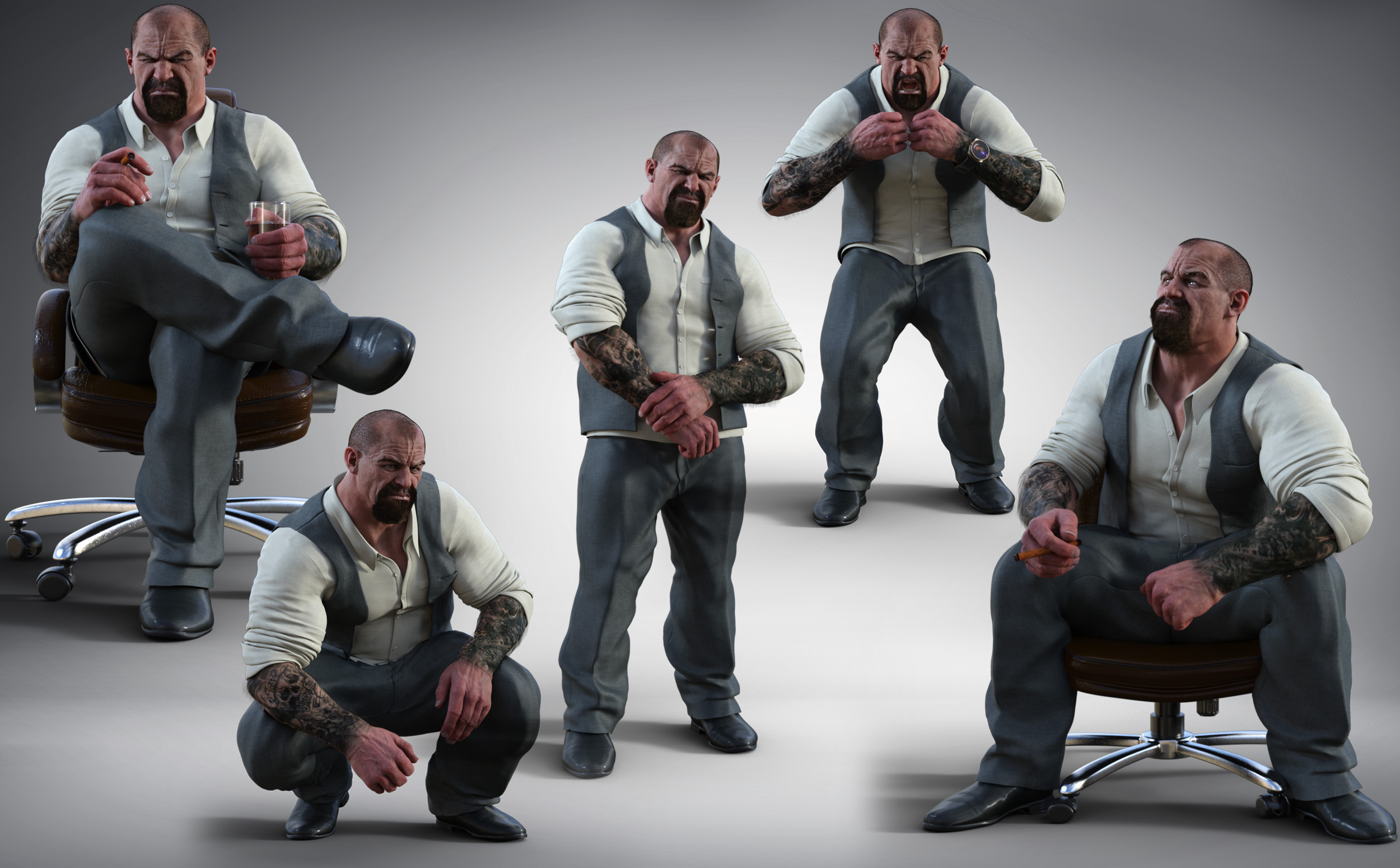 Z Man of Power Poses and Expressions for Underbelly by: Zeddicuss, 3D Models by Daz 3D
