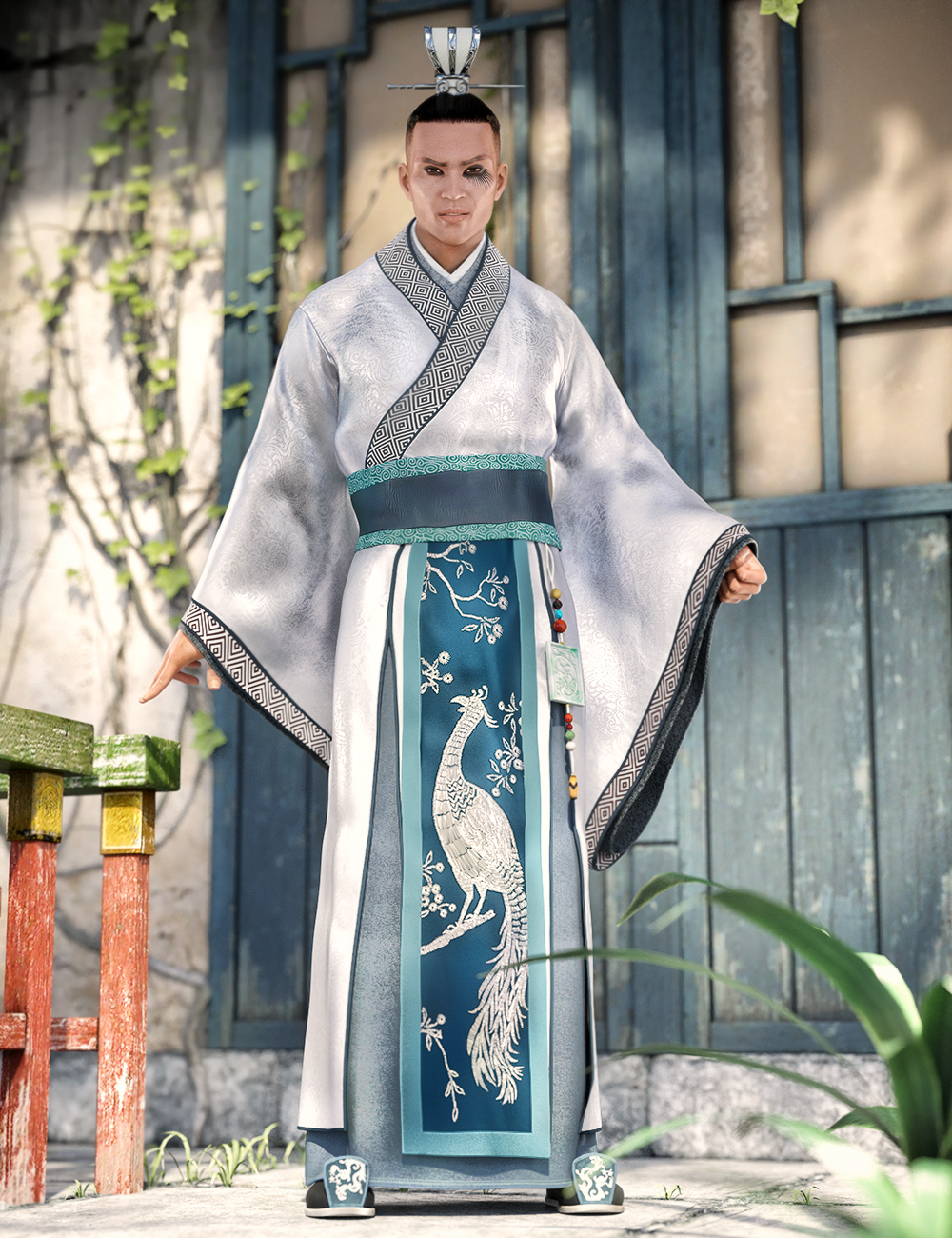 Peacock Hanfu Outfit Textures by: , 3D Models by Daz 3D