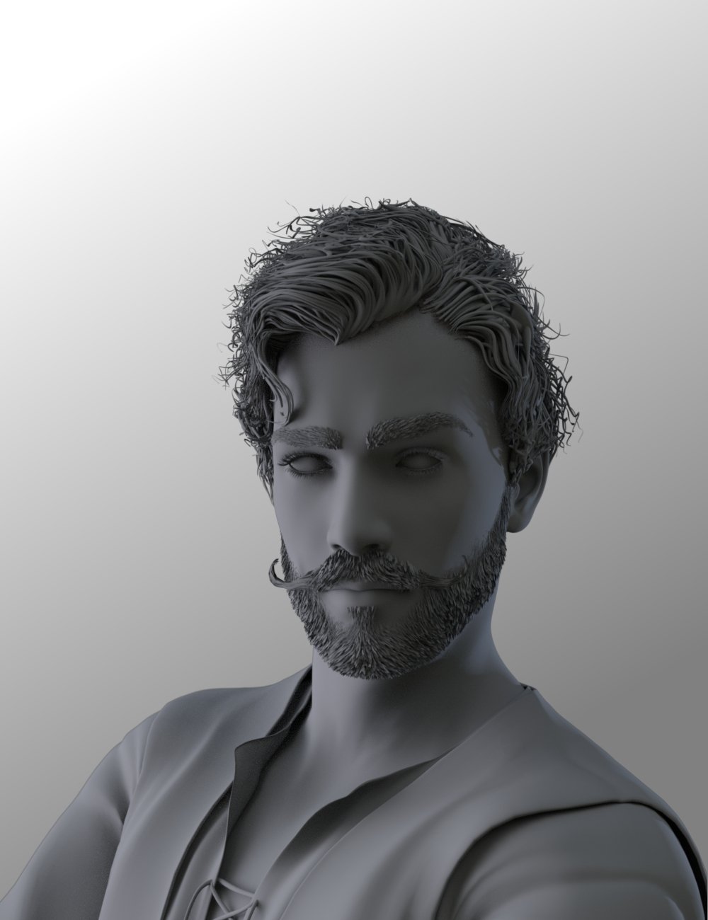 Bastien Curly Hair and Beard for Genesis 8 Male(s) by: Neftis3D, 3D Models by Daz 3D