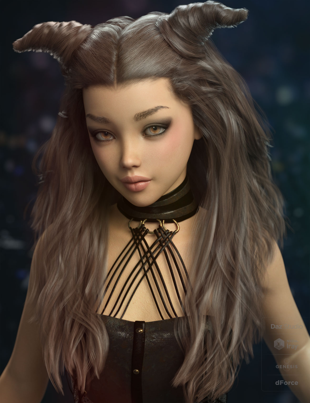 Peony Hair for Genesis 3 and 8 Female(s) by: AprilYSH, 3D Models by Daz 3D