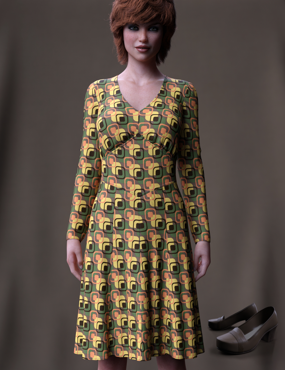 dForce 70's Work Dress for Genesis 8 Female(s) by: Leviathan, 3D Models by Daz 3D