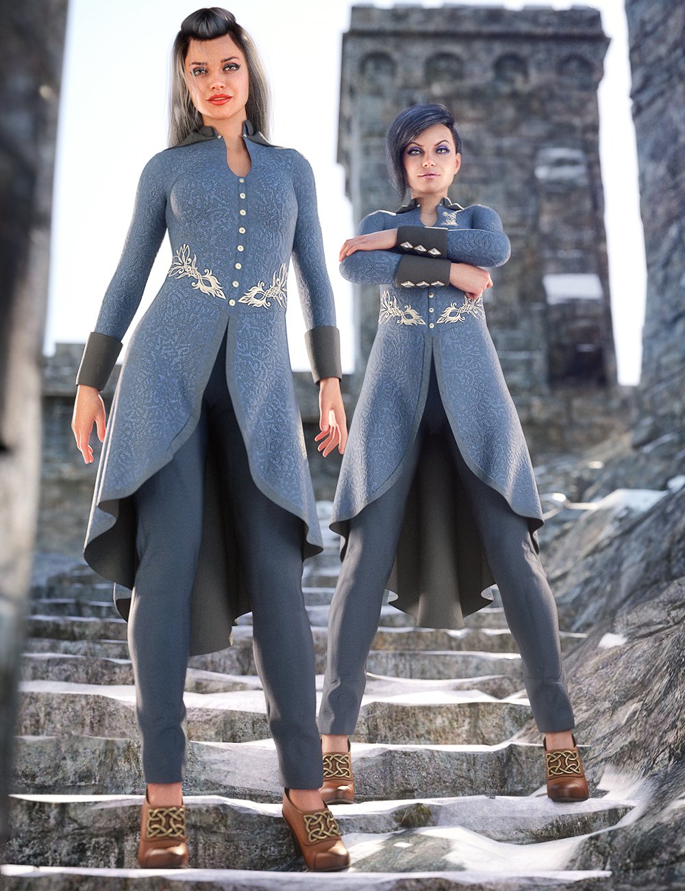 dForce Cerian Nobility Outfit for Genesis 8 Female(s) by: Moonscape GraphicsNikisatezSade, 3D Models by Daz 3D