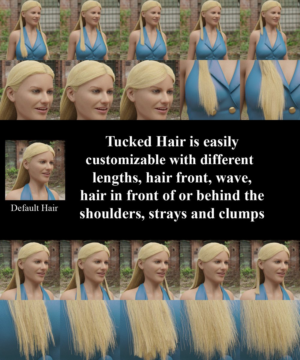dForce Tucked Long Hair for Genesis 8 Females by: PhilW, 3D Models by Daz 3D