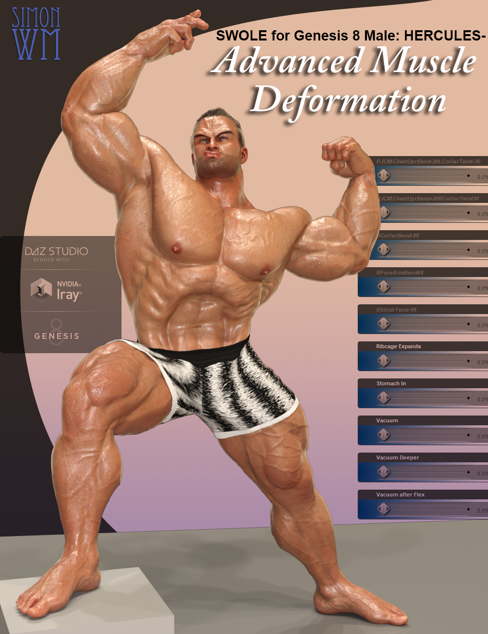 SWOLE for Genesis 8 Male: Hercules - Advanced Muscle Deformation by: SimonWM, 3D Models by Daz 3D