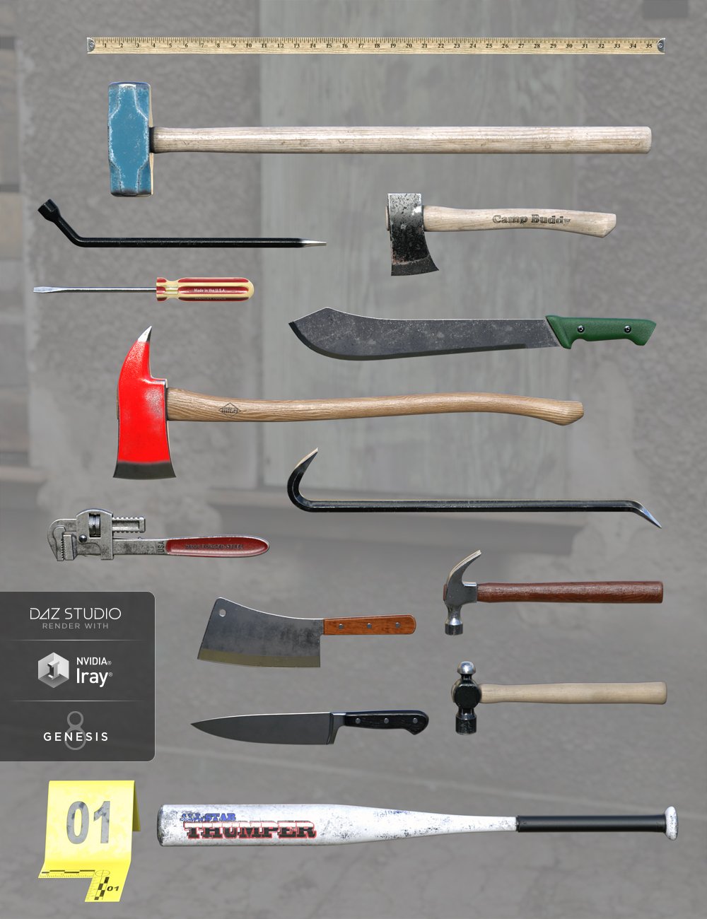 Everyday Weapons by: Rascal3D, 3D Models by Daz 3D