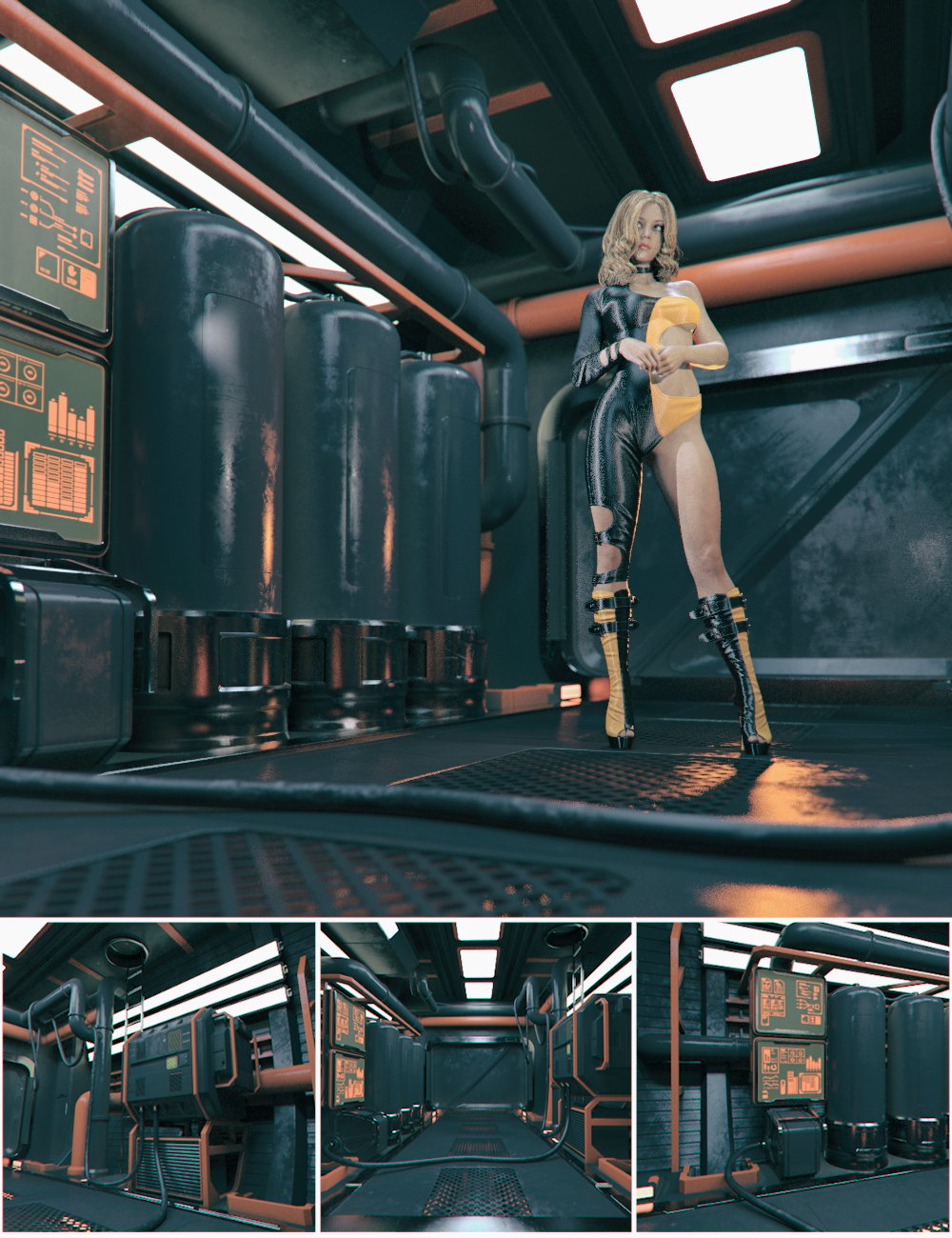 Sci-Fi Corridor Vignette by: Mely3D, 3D Models by Daz 3D