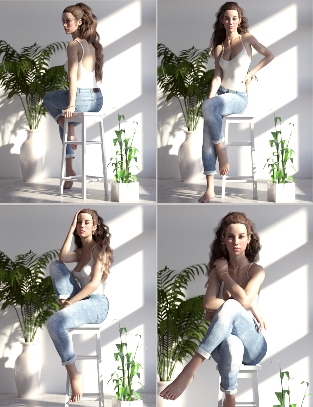 Bianca Morph, Poses and Expressions, and Chair Prop for Genesis 8 Female by: 3D Sugar, 3D Models by Daz 3D