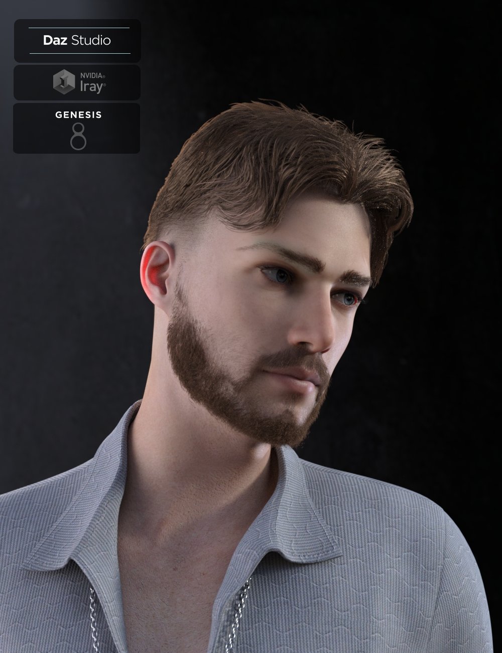 Nathan Fade Haircut and Beard for Genesis 8 Male