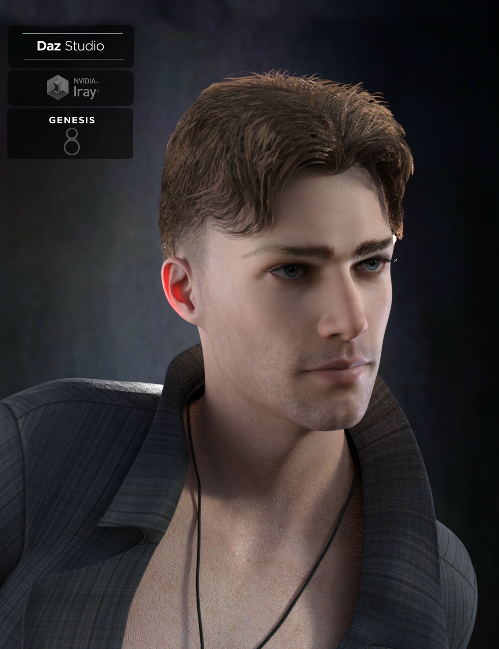 Nathan Fade Haircut and Beard for Genesis 8 Male by: Neftis3D, 3D Models by Daz 3D