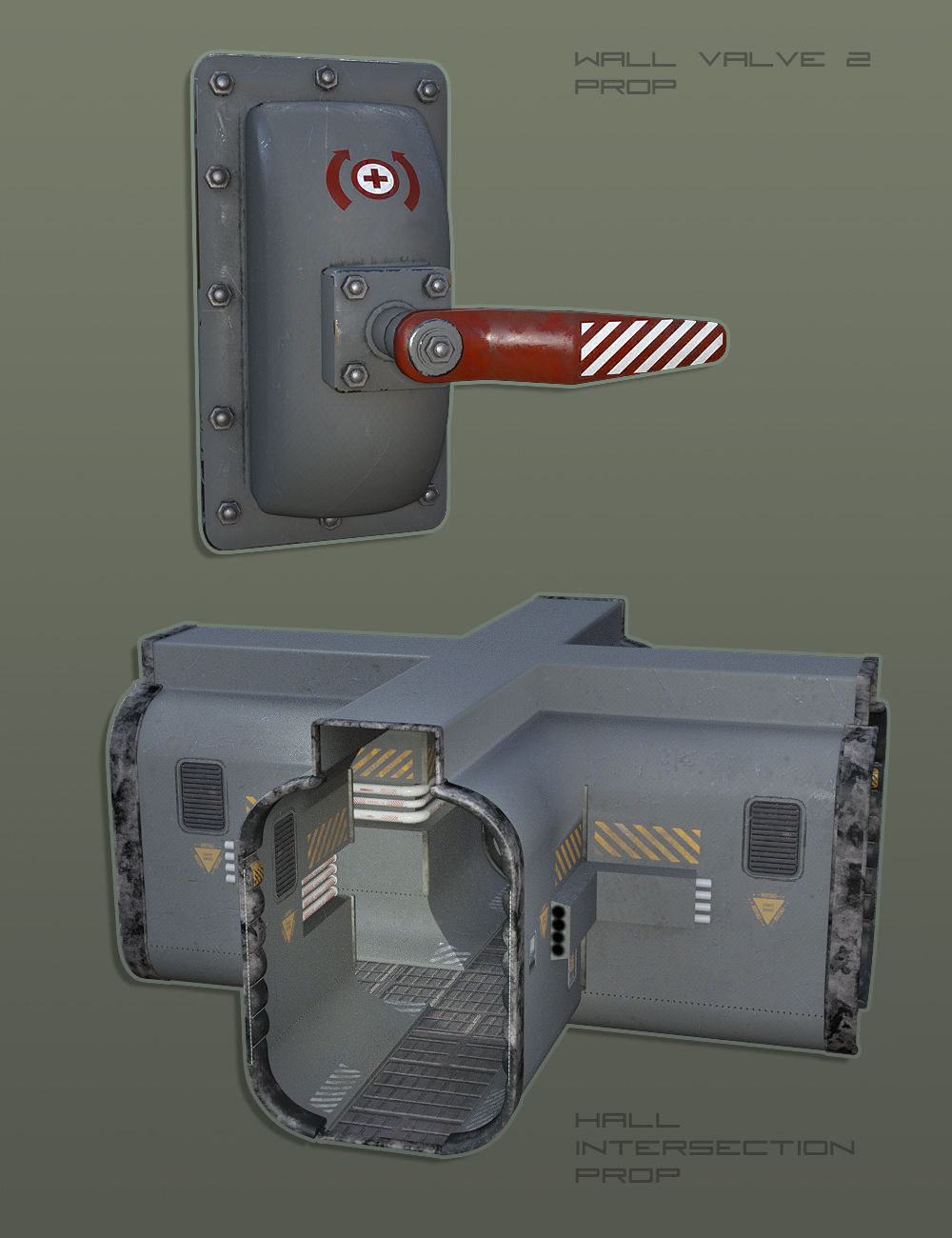 Submarine Corridor Kit by: The AntFarm, 3D Models by Daz 3D