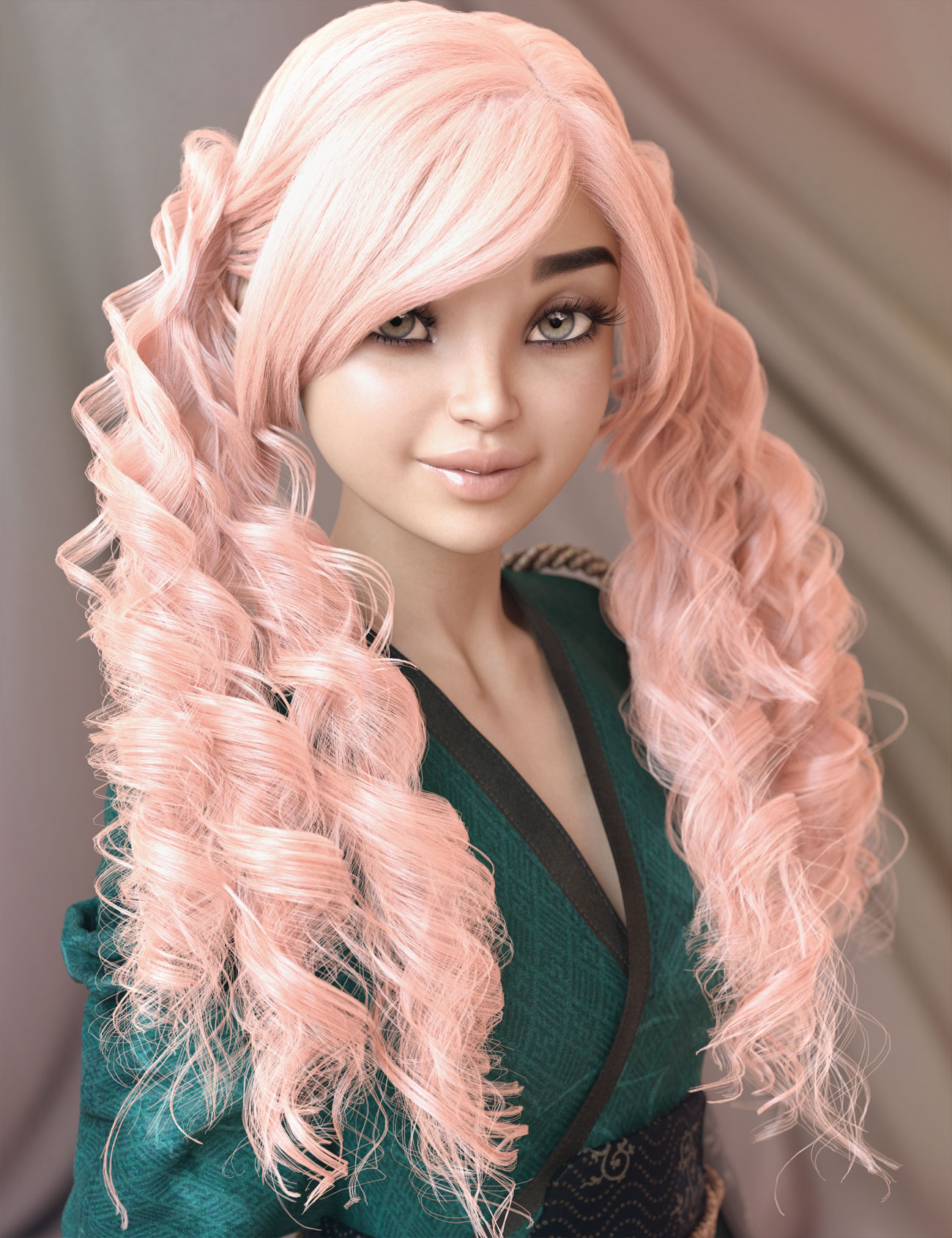 dForce Ophelie Hair for Genesis 3 & 8 Female(s) by: AprilYSH, 3D Models by Daz 3D