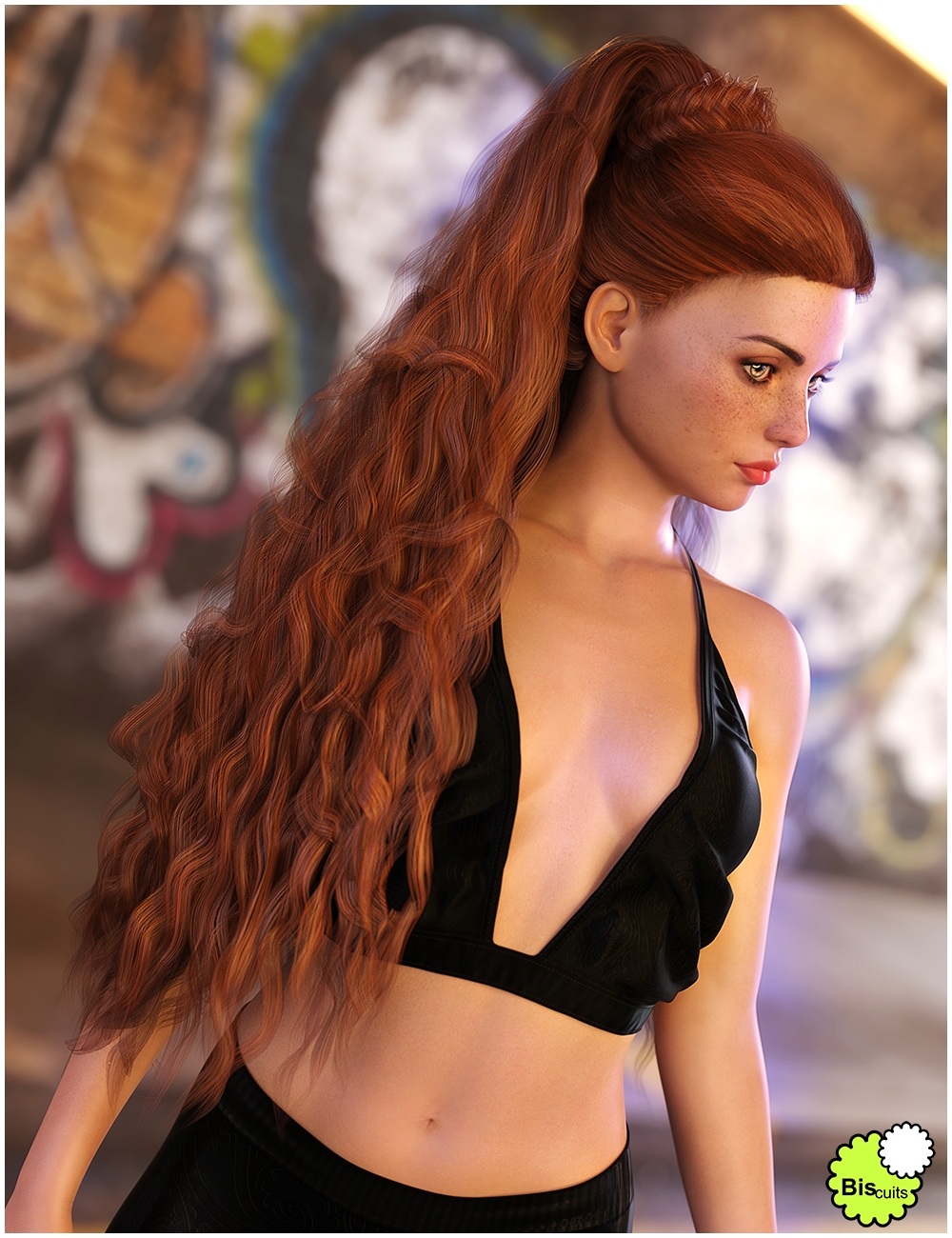 Biscuits Noa Hair with dForce for Genesis 8 Female by: Biscuits, 3D Models by Daz 3D