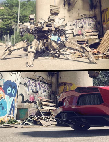 Graffiti Junkyard - Photo Scanned Background by: Dreamlight, 3D Models by Daz 3D