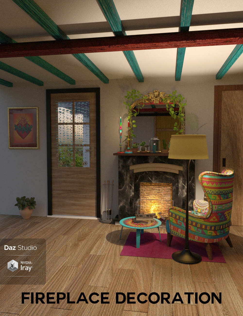 Boho Cottage : Base and Fireplace by: 3DStyle, 3D Models by Daz 3D