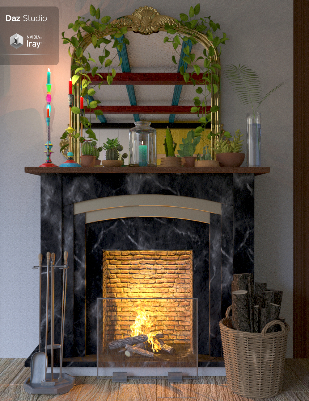 Boho Cottage : Base and Fireplace by: 3DStyle, 3D Models by Daz 3D