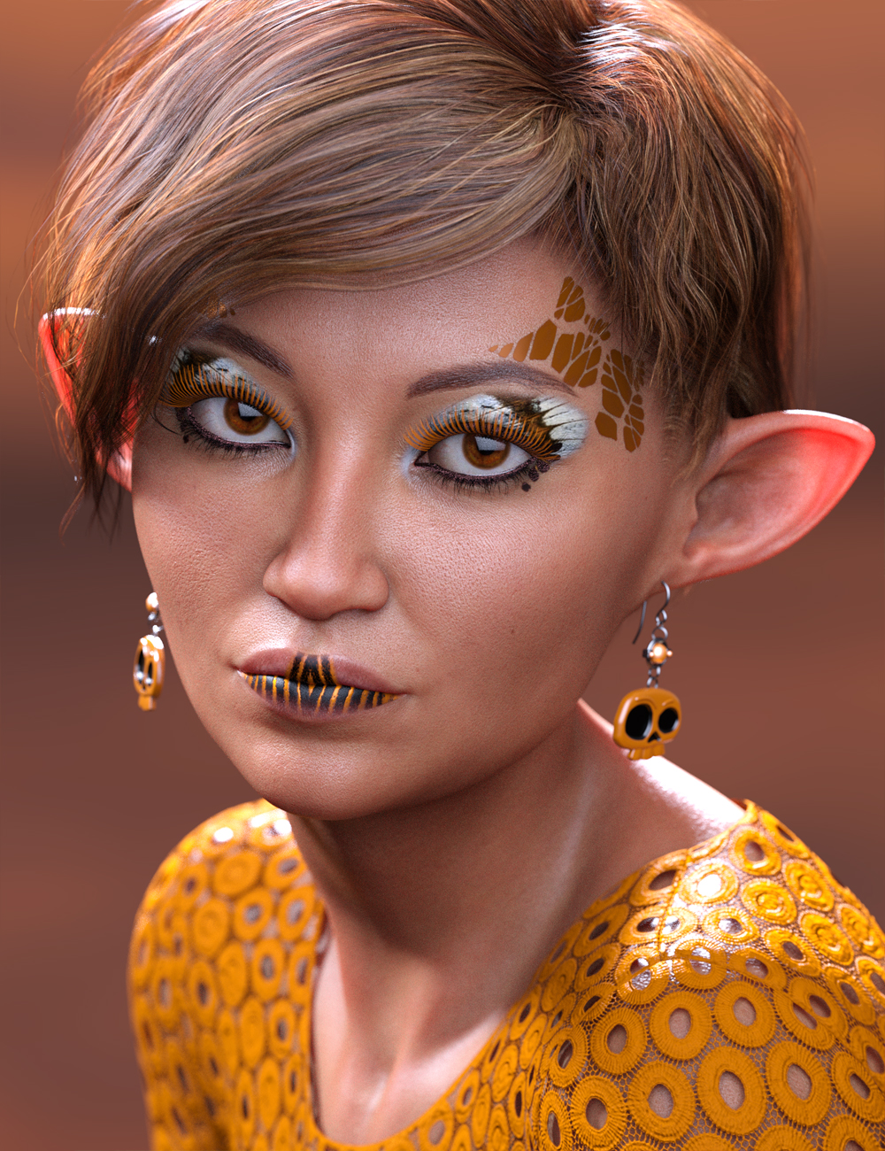 Extreme Closeup Flutterby Geoshell Makeups and Lashes for Genesis 8 Female(s) by: ForbiddenWhispers, 3D Models by Daz 3D