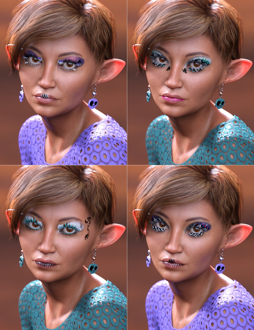 Extreme Closeup Flutterby Geoshell Makeups and Lashes for Genesis 8 ...