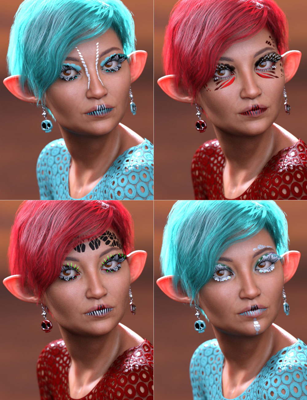 Extreme Closeup Flutterby Geoshell Makeups and Lashes for Genesis 8 ...