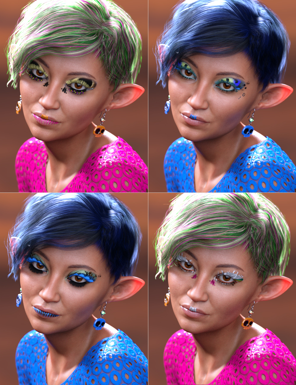 Extreme Closeup Flutterby Geoshell Makeups and Lashes for Genesis 8 ...