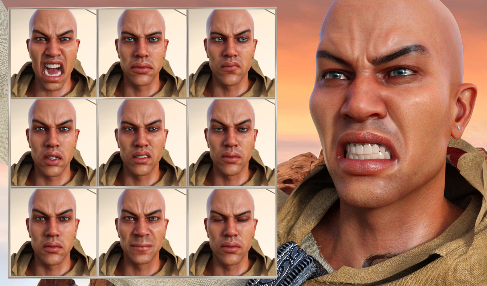Priest of the Sun Expressions for Genesis 8 Male and Ashan 8 by: JWolf, 3D Models by Daz 3D