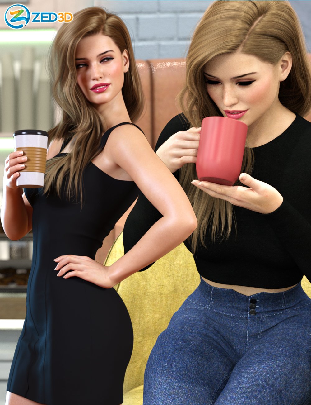 Z Coffee Love Prop and Pose Mega Set by: Zeddicuss, 3D Models by Daz 3D