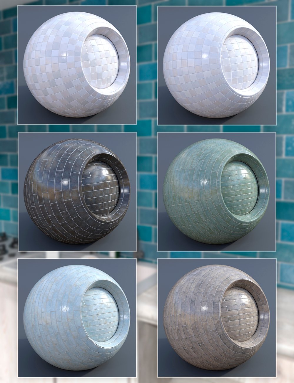Glossy Bricks - Iray Shaders by: Dimidrol, 3D Models by Daz 3D
