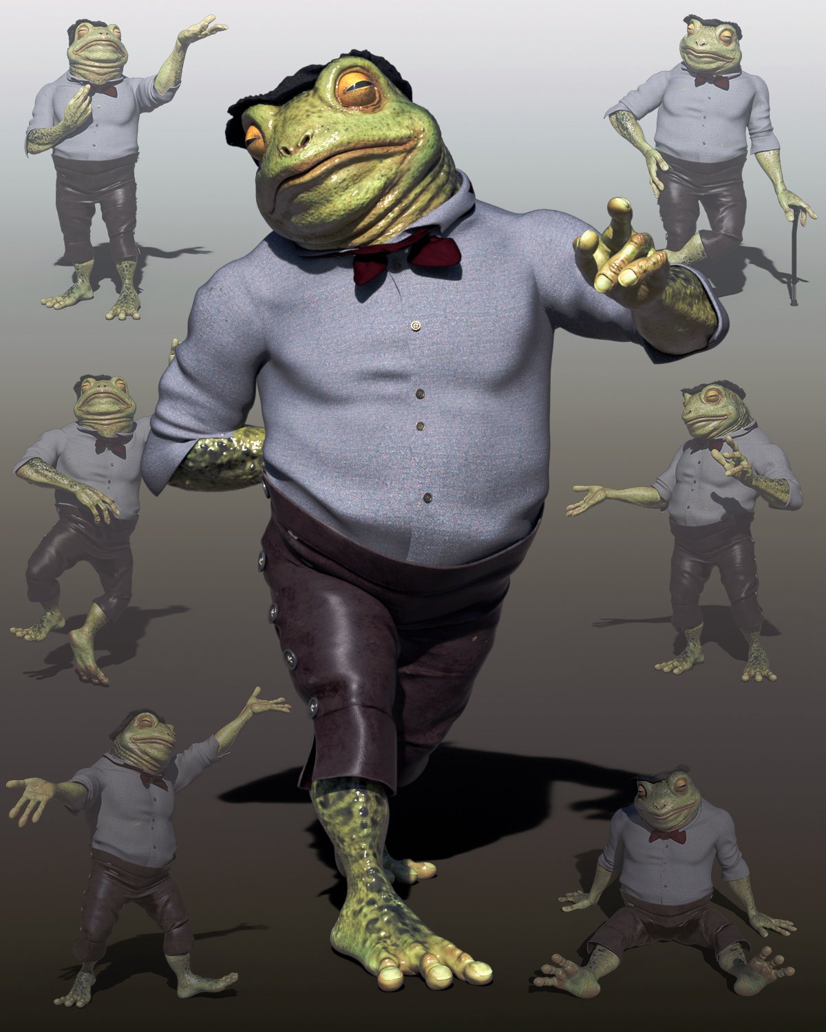 Dapper Toad Poses for Bullwarg HD by: Quixotry, 3D Models by Daz 3D