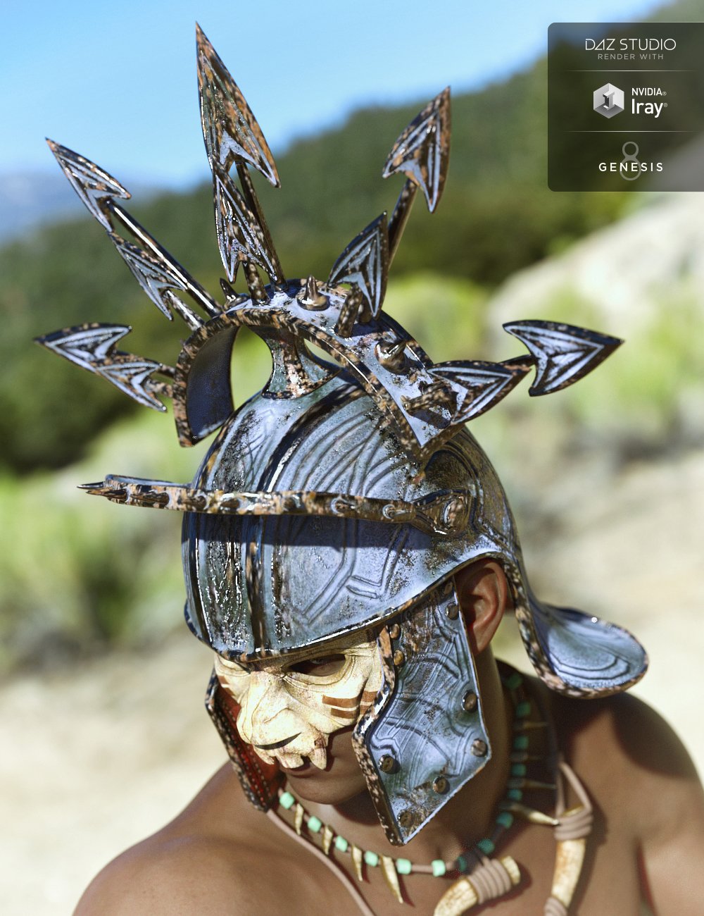Barbarian Helmet Collection for Scar 8 and Genesis 8 Male by: Sixus1 Media, 3D Models by Daz 3D
