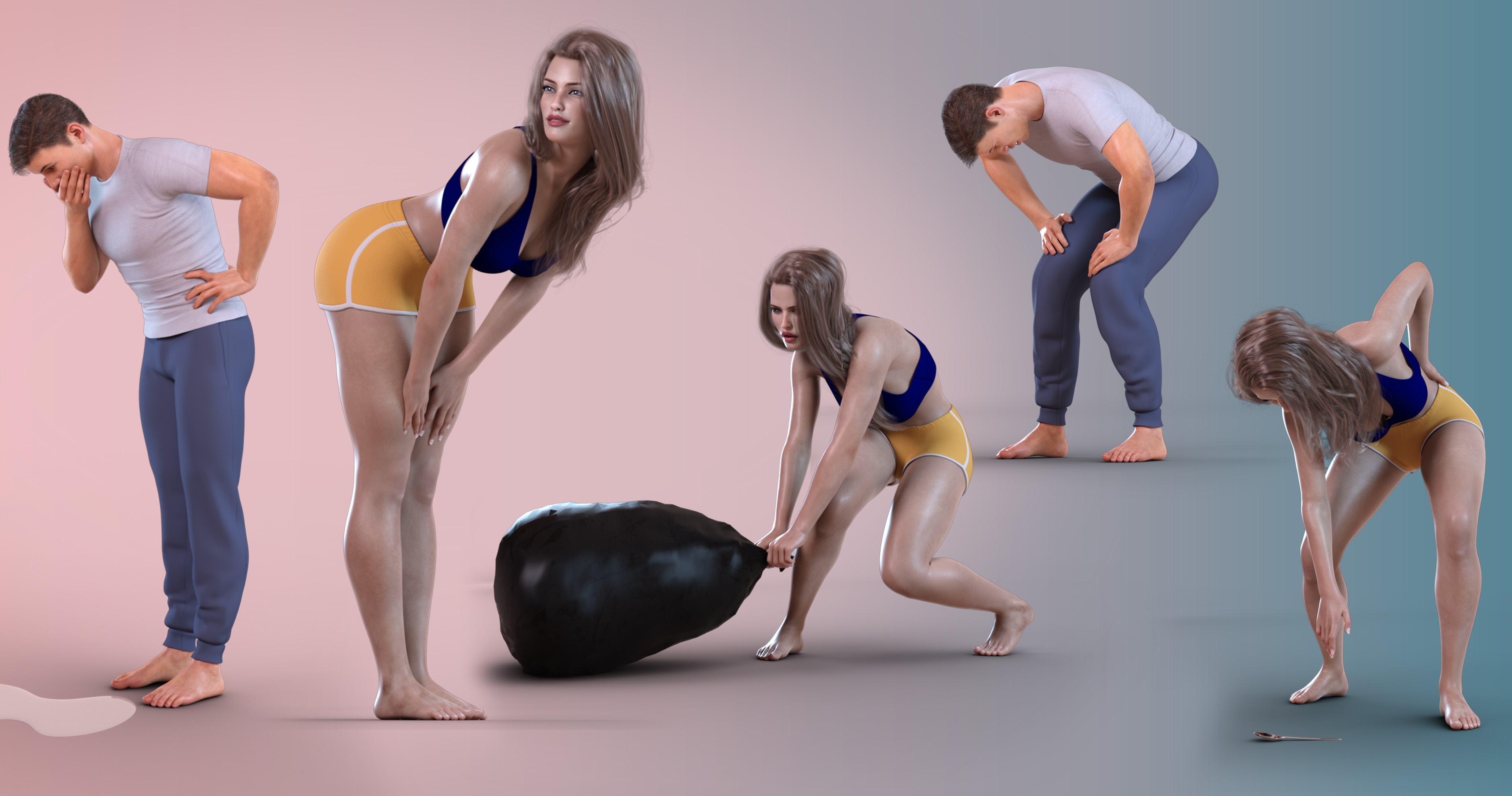 Z Bending Down Pose Partials Mega Set by: Zeddicuss, 3D Models by Daz 3D