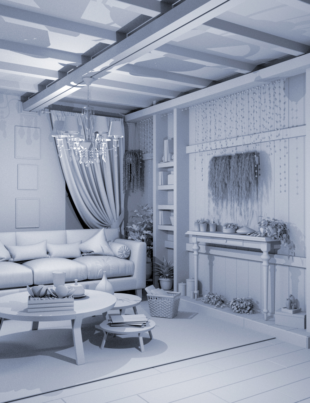 Boho Cottage : Living Room | Daz 3D