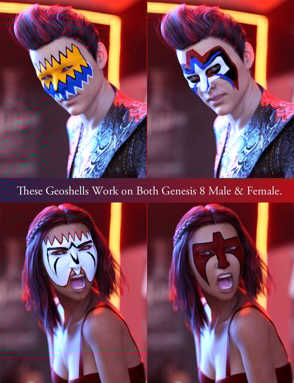 Wrestler Mask Geoshells for Genesis 8 Wrestler Mask Geoshells for Genesis 8 by: ForbiddenWhispers, 3D Models by Daz 3D